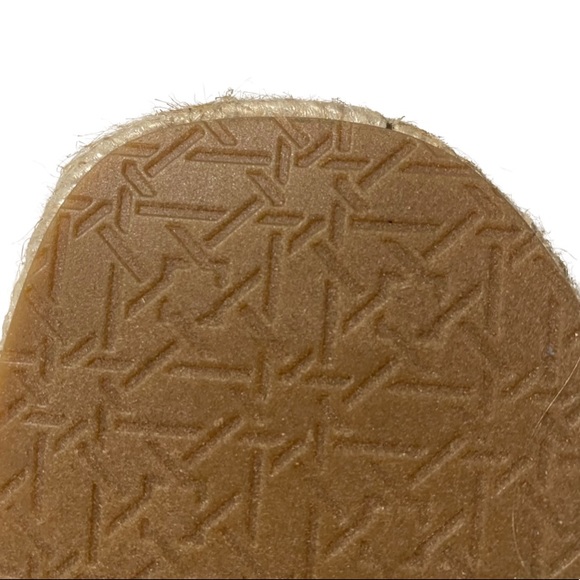 Badgley Mischka Espadrille Slides, Tan & White Raffia Embroidery, Beads, Floral - Picture 11 of 12
